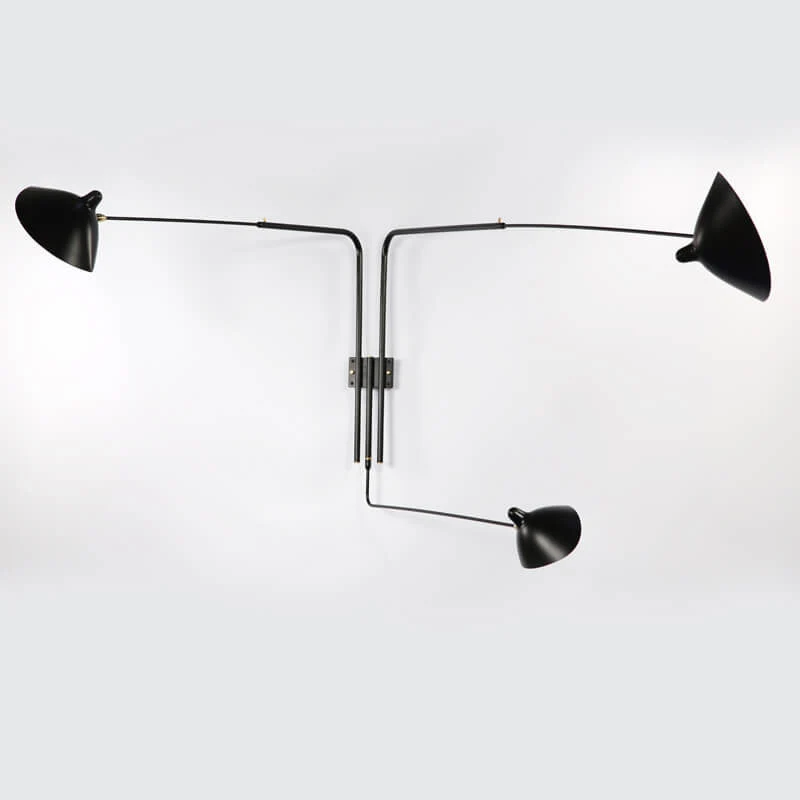 Serge Mouille 3 Rotating Straight Arms Sconce Lamp