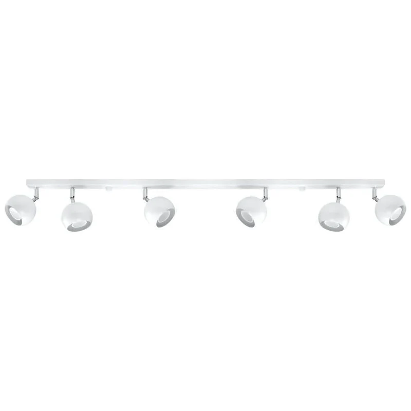 Plafonnier barre de 6 Spots blanc ronds rotatifs