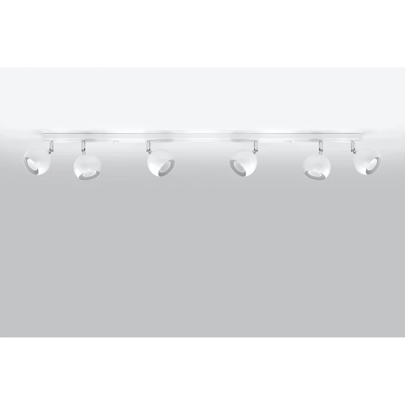 Plafonnier barre de 6 Spots blanc ronds rotatifs