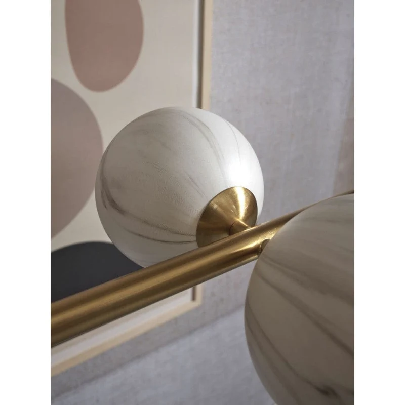 Luminaire Suspension Dorée Moderne Boule Marbre