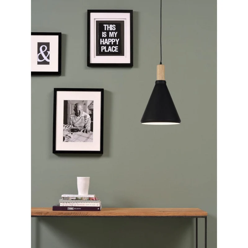 Suspension Noire Et Bois