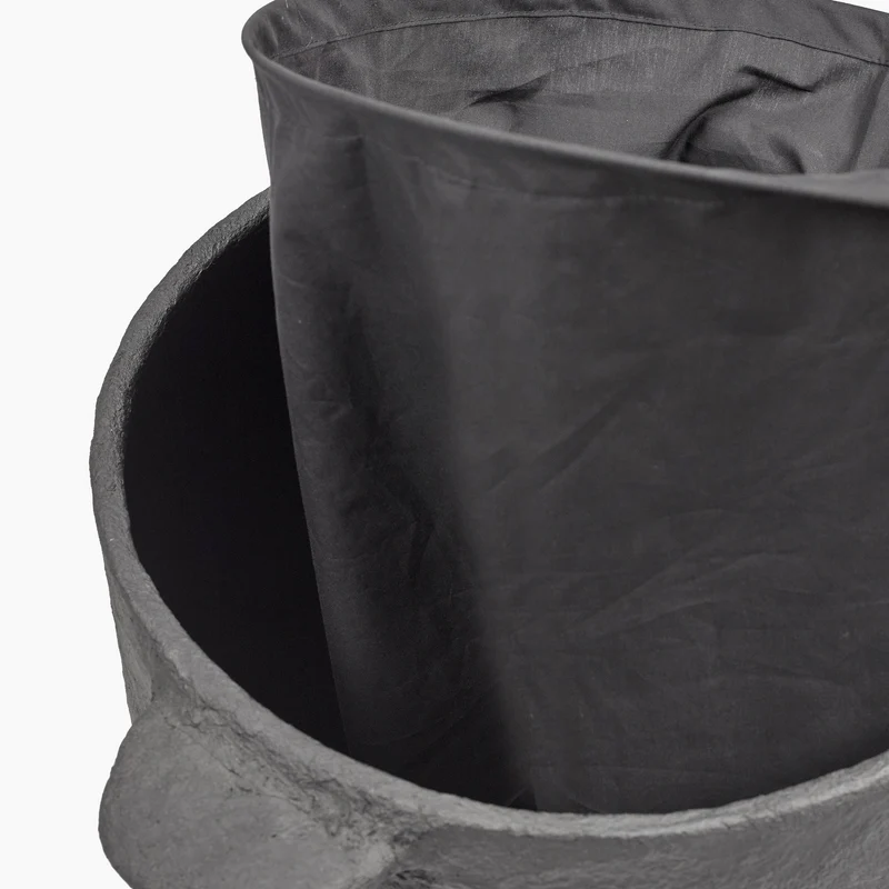 Serax Basket with Lid Linen Bag Papier Maché Earth