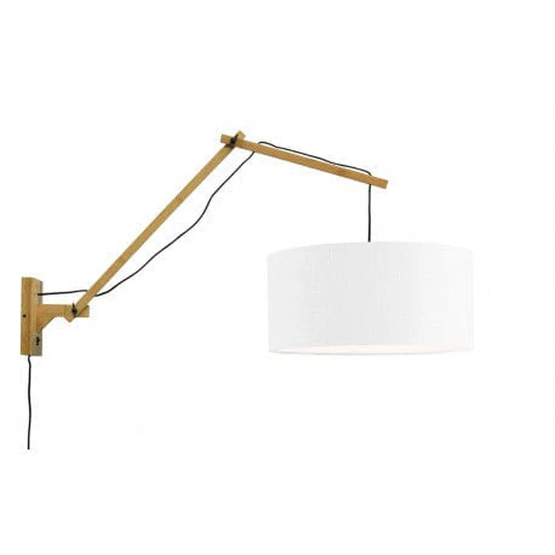 Applique Murale Bras Articulé Bois et Abat Jour Blanc
