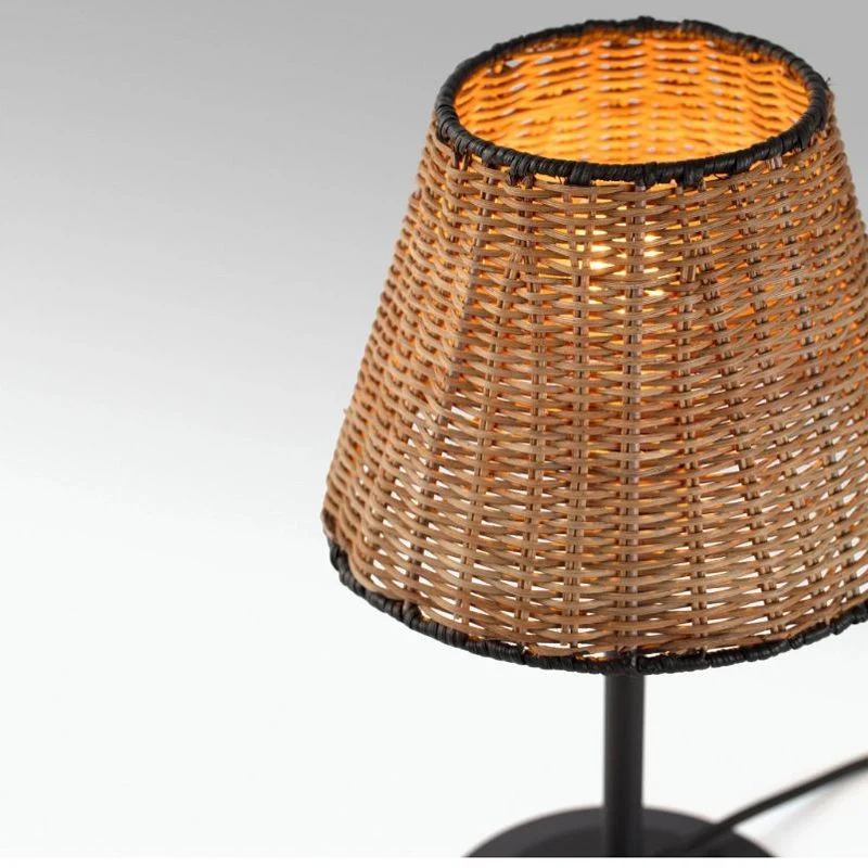 Faro Sumba Black-Rattan Table Lamp