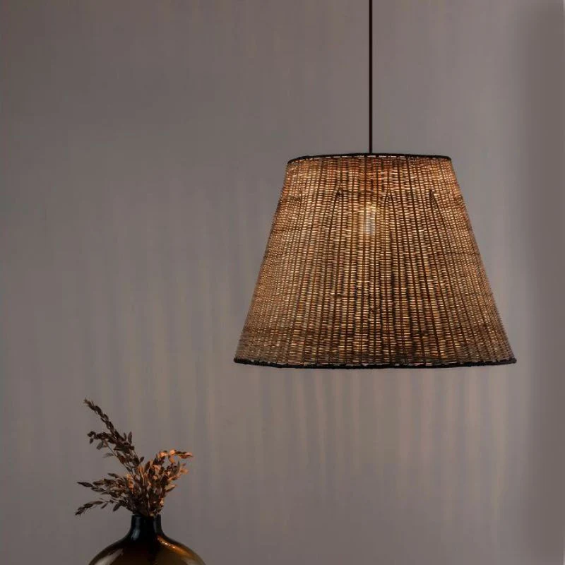 Faro Sumba Black-Rattan Pendant Lamp