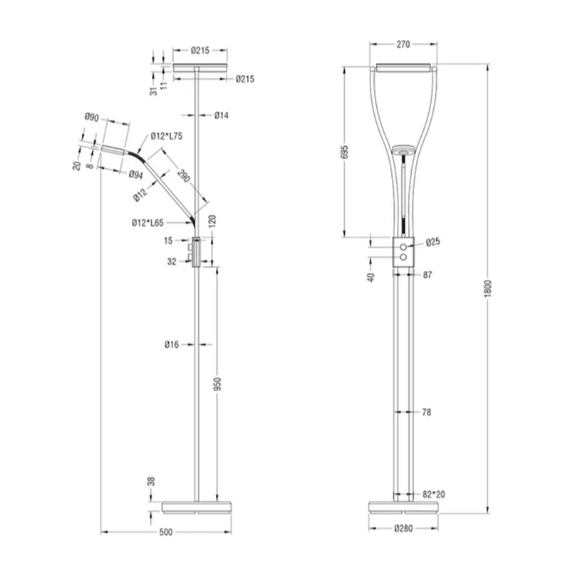 Lampadaire Argentée
