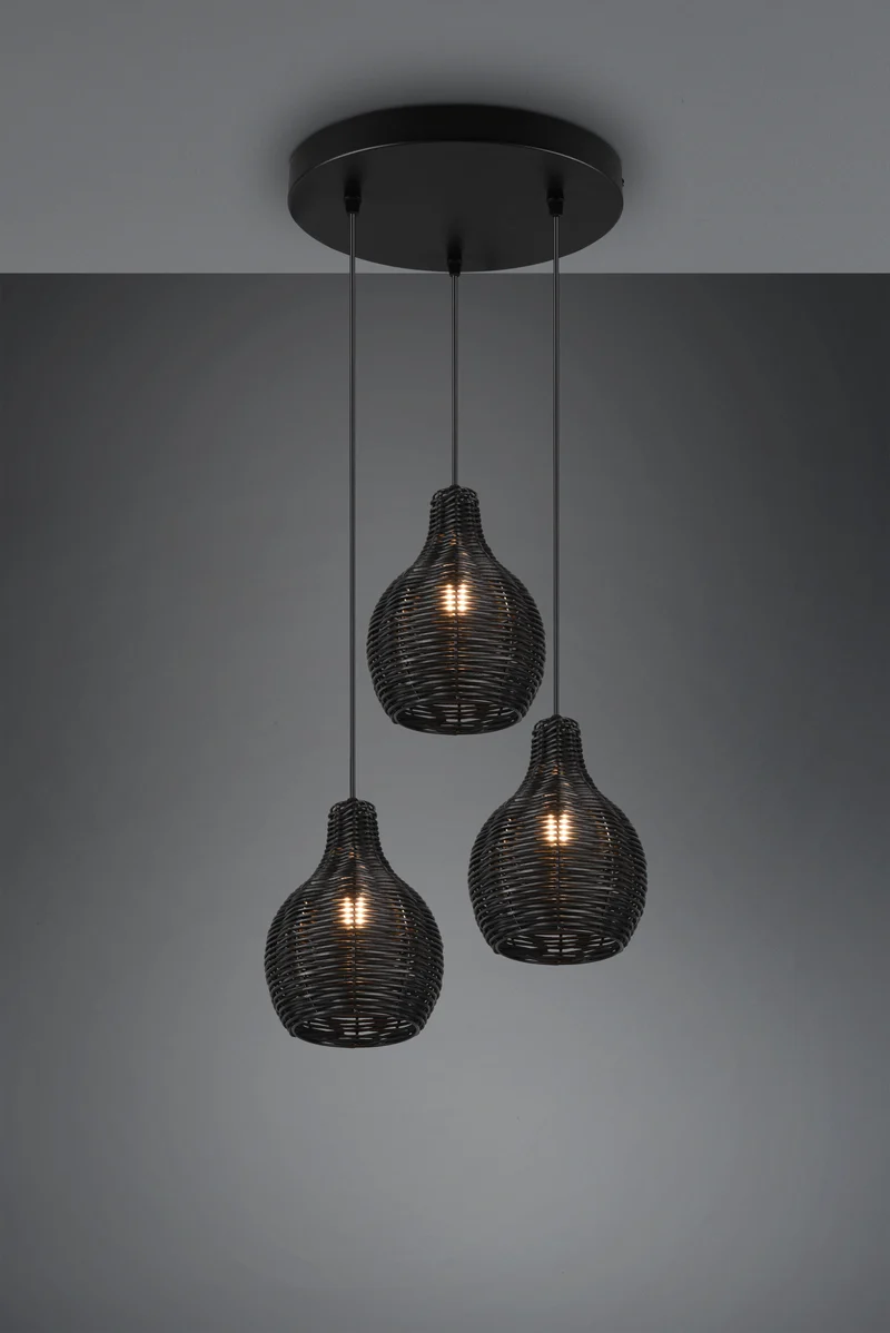 Suspension Luminaire 3 Lampes Noir