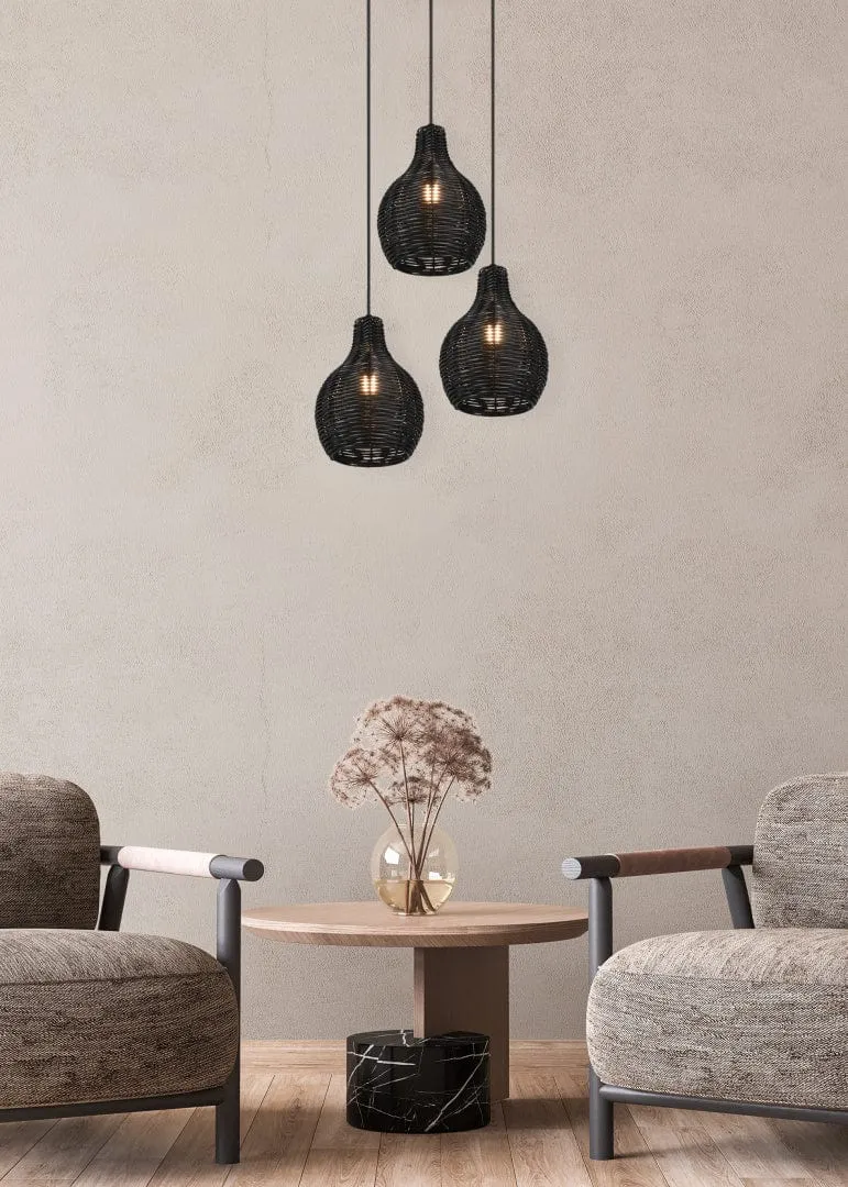 Suspension Luminaire 3 Lampes Noir