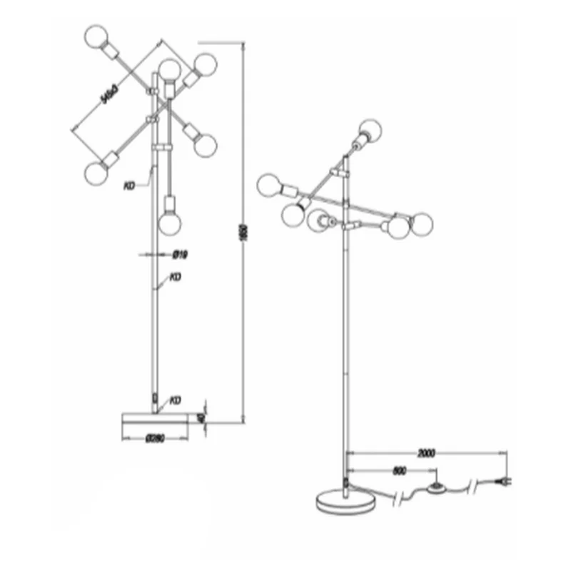 Lampadaire Gris Metal