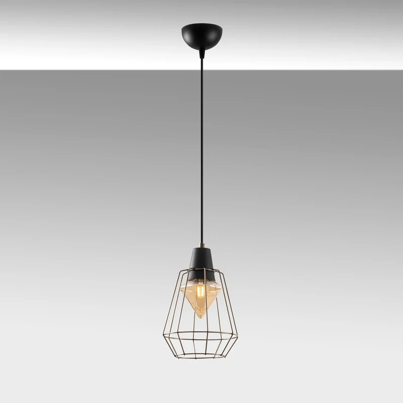 Suspension pour lampe Métal Noir Forme Géométrique