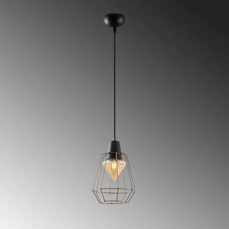 Suspension pour lampe Métal Noir Forme Géométrique