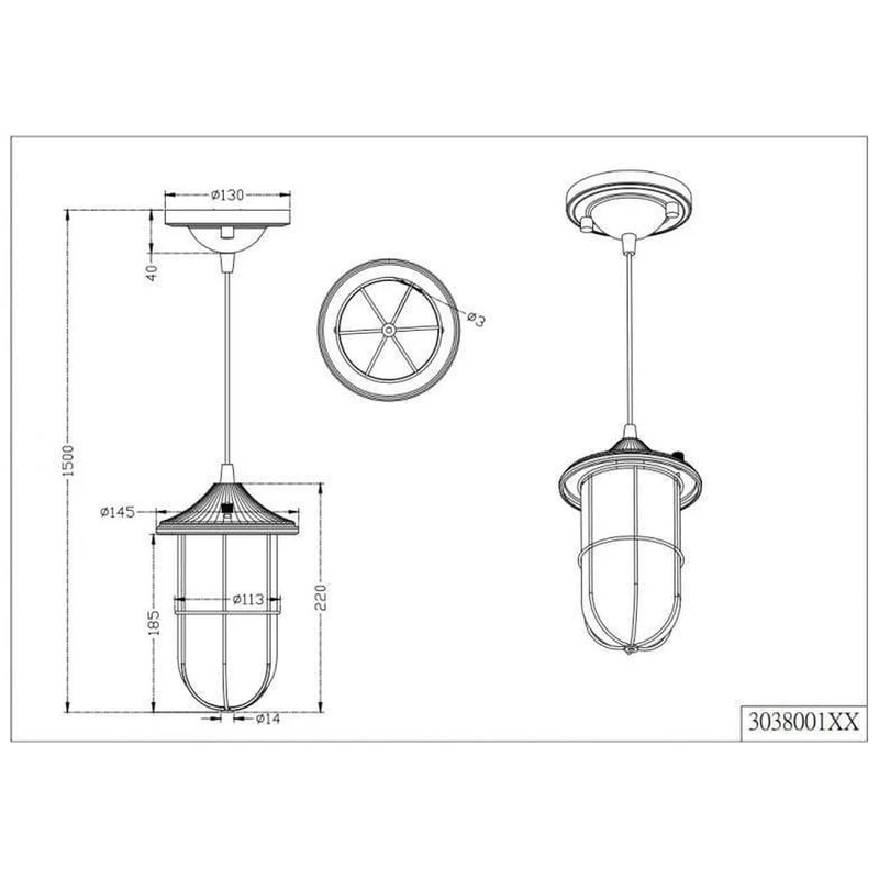 Suspension Acier Verre