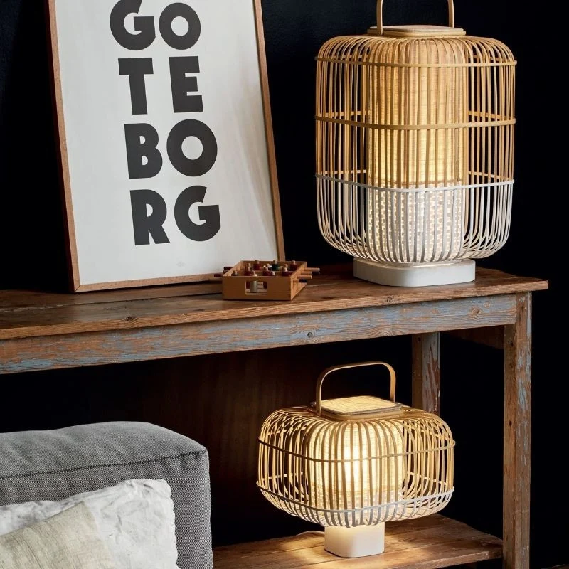 Forestier Bamboo Square Table Lamp and Lantern