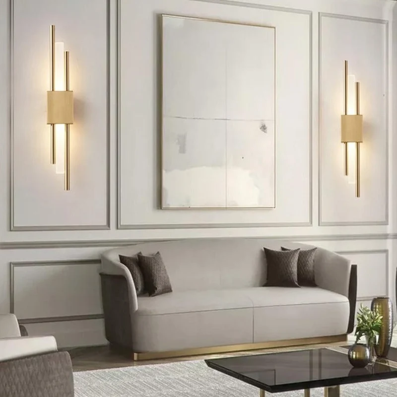 Applique Murale Double Barre Dorée Salon Design