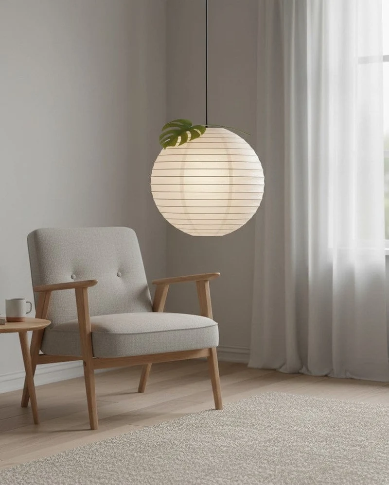 Suspension Boule Papier Blanc
