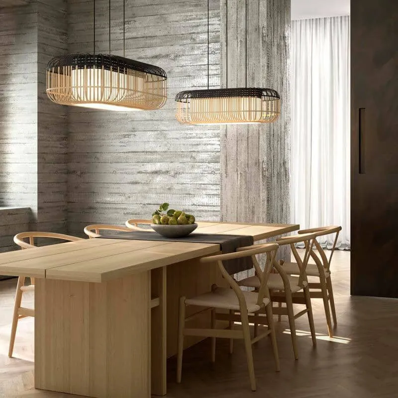 Forestier Bamboo Oval Pendant Lamp