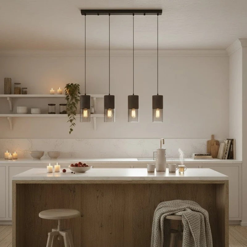 Suspension Industrielle 4 Lampes