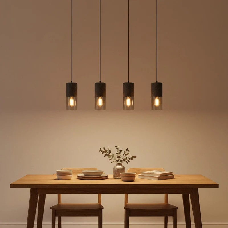 Suspension Industrielle 4 Lampes