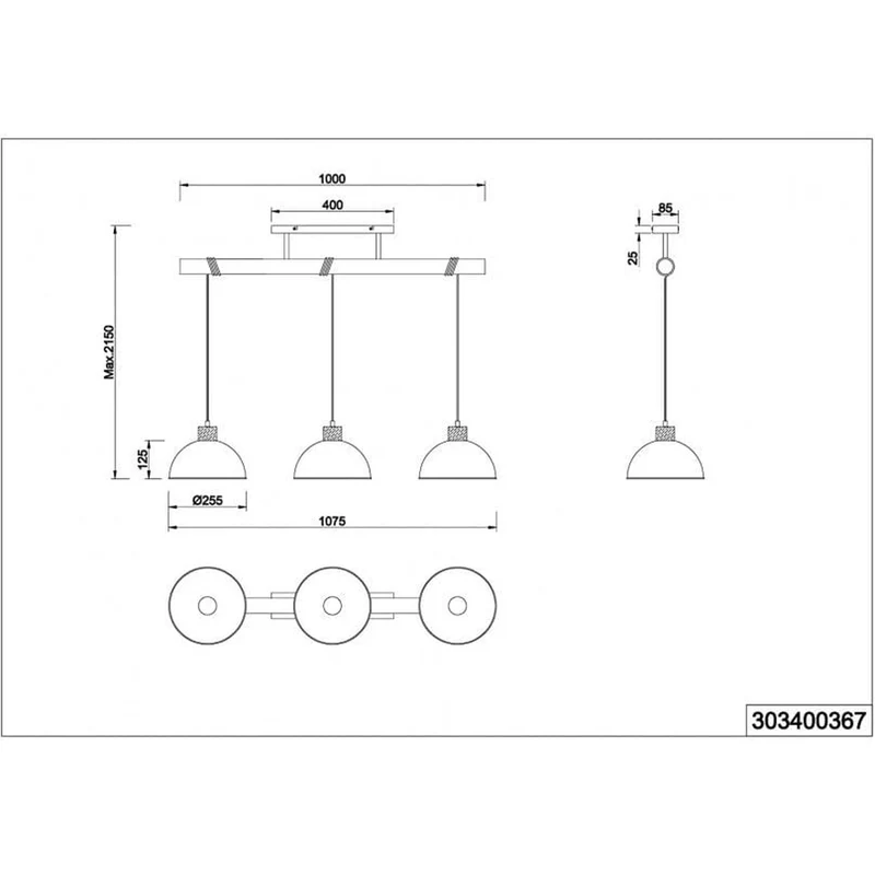 Suspension Industrielle Grise