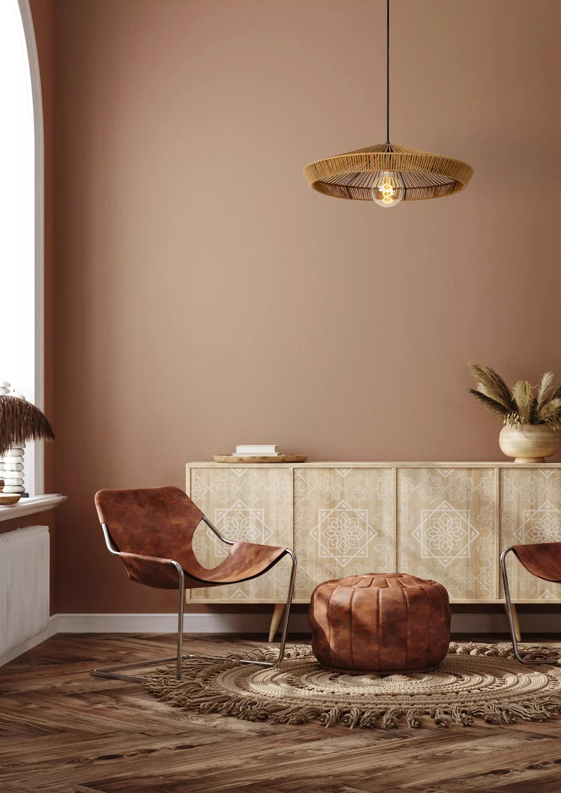 Suspension Rotin Marron