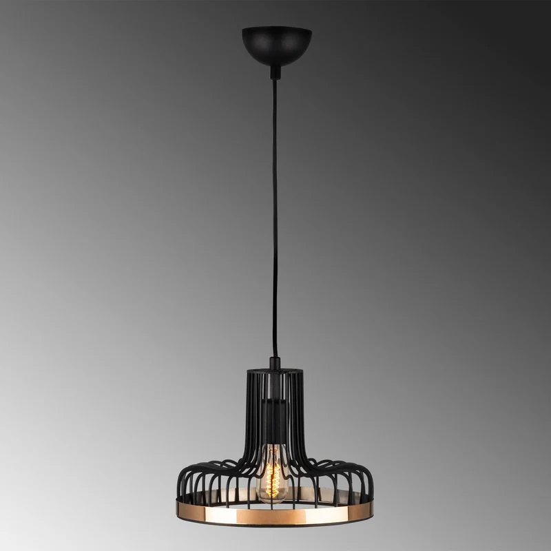 Suspension Luminaire Noir Et Cuivre