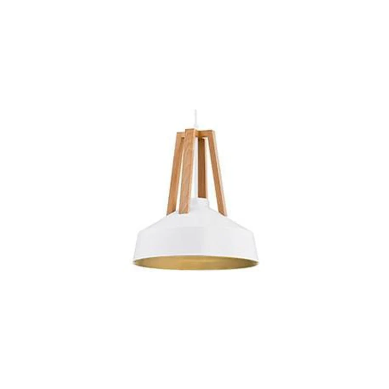 Suspension Bois Metal Blanc