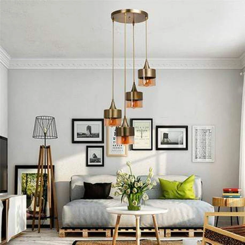 Lampe Suspension Noir Et Or
