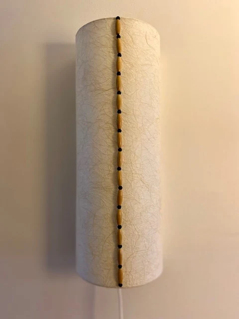 Applique longue papier japonais et cordon de perles en bois