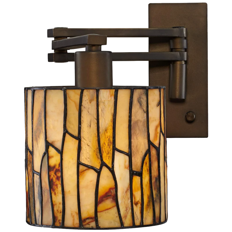 Robert Louis Tiffany Speckled Plug In Swing Arm Wall Lamp