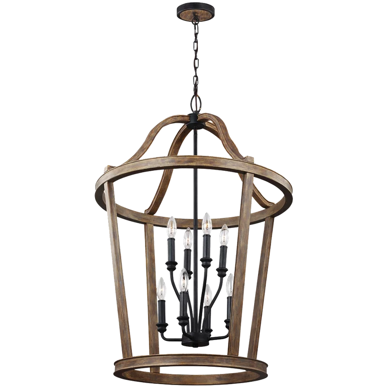 Feiss F3040 8wow Lorenz 8 Light Chandelier In Weathered Oak Wood