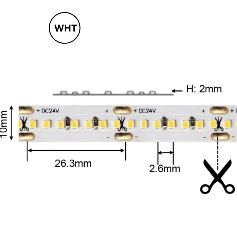 Ruban lumineux DEL NTHP120 flexible haute intensité blanc. 5 Mètres.
